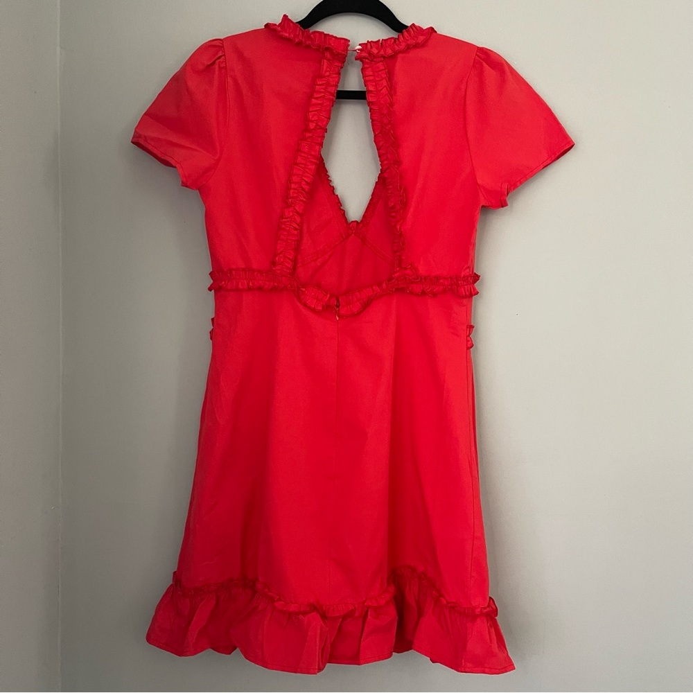 Red Ruffle New Mini Dress Size Medium - Picture 3 of 4
